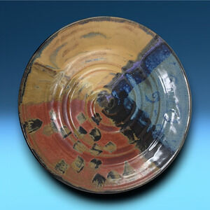 Vintage 1980's Studio Art Pottery Platter Signed Norris Matte Modernist Matte